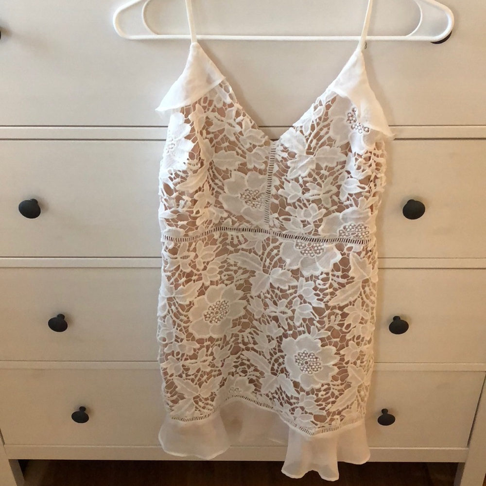Ivory and tan lace dress - small